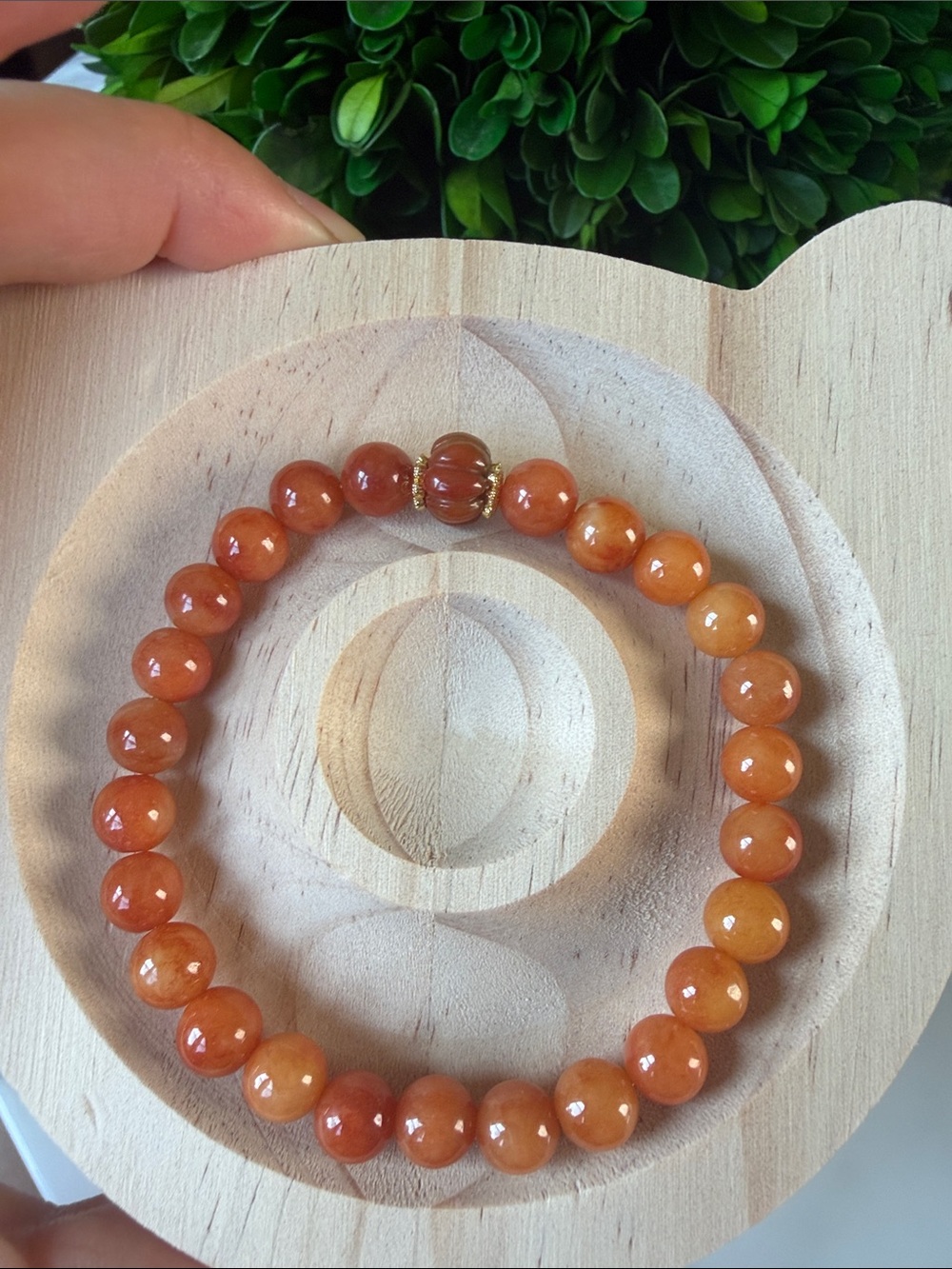 Nature Myanmar jadeite type A Orange Beaded Stretch Bracelet.
